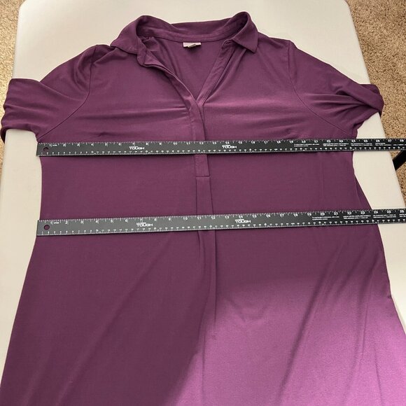 J Jill Dress 2X Shirt Plum Purple Shift Stretch Long Sleeve V-Neck Above Knee - Picture 9 of 13